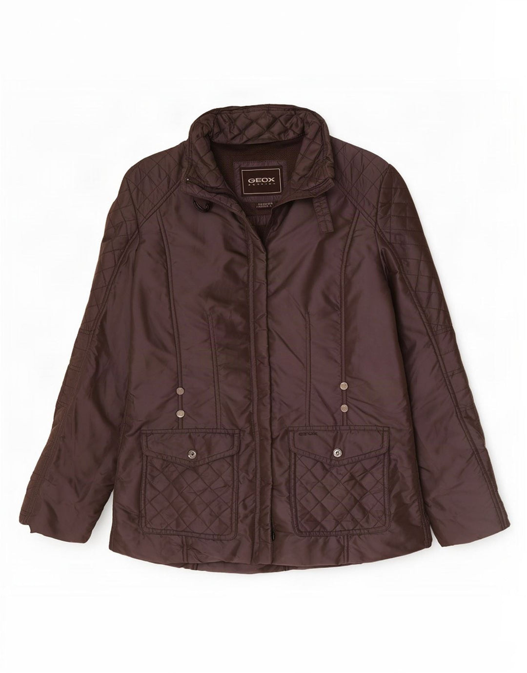 Geox Mujer Respira Chaqueta Acolchada Extragrande UK 10 Small Marrón Poliamida