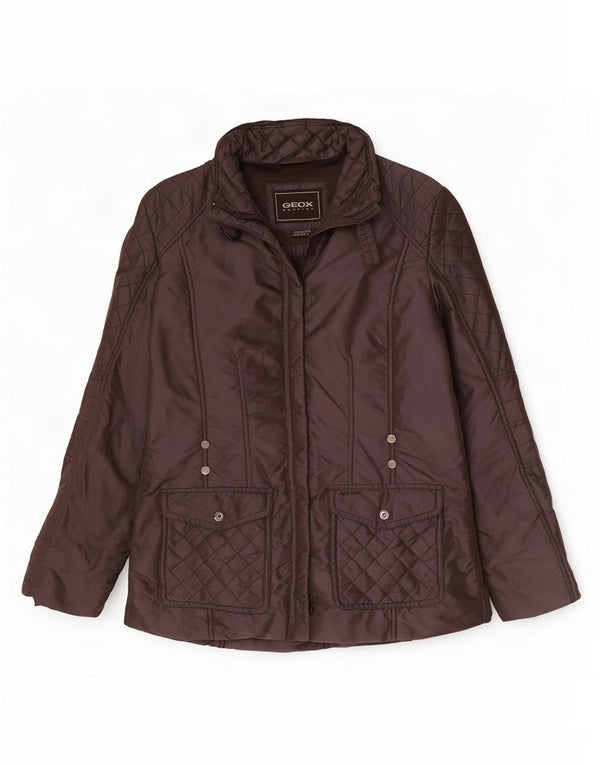 Geox Mujer Respira Chaqueta Acolchada Extragrande UK 10 Small Marrón Poliamida