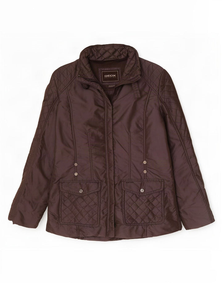 Geox Mujer Respira Chaqueta Acolchada Extragrande UK 10 Small Marrón Poliamida