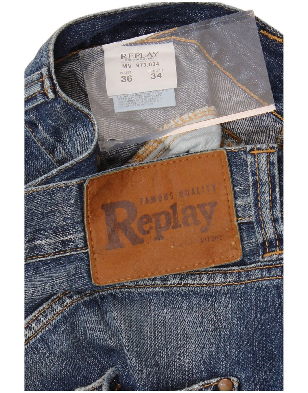 REPLAY Vaqueros rectos para hombre W36 L34 Algodón azul
