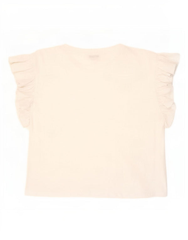 Zara Camiseta Mujer Top UK 46 Grande Algodón Blanco