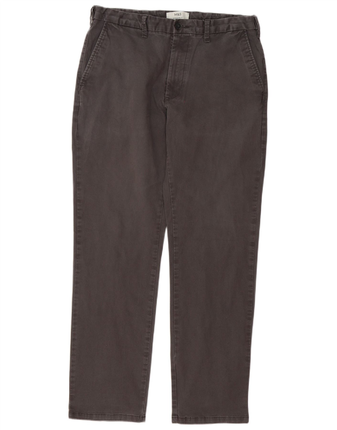 Marks & Spencer Pantalón chino de corte regular para hombre W34 L30 Algodón gris