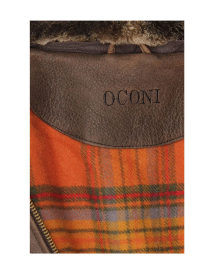 Oconi Chaqueta de cuero para hombre IT 54 2XL Cuero marrón