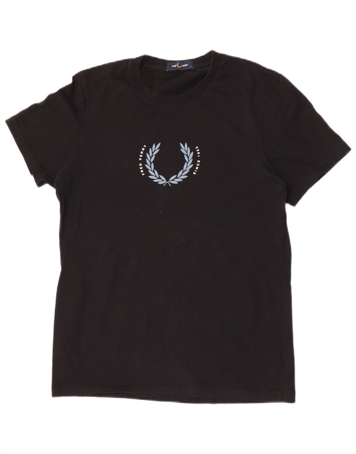 Fred Perry Camiseta Gráfica Para Hombre Top Pequeño De Algodón Negro