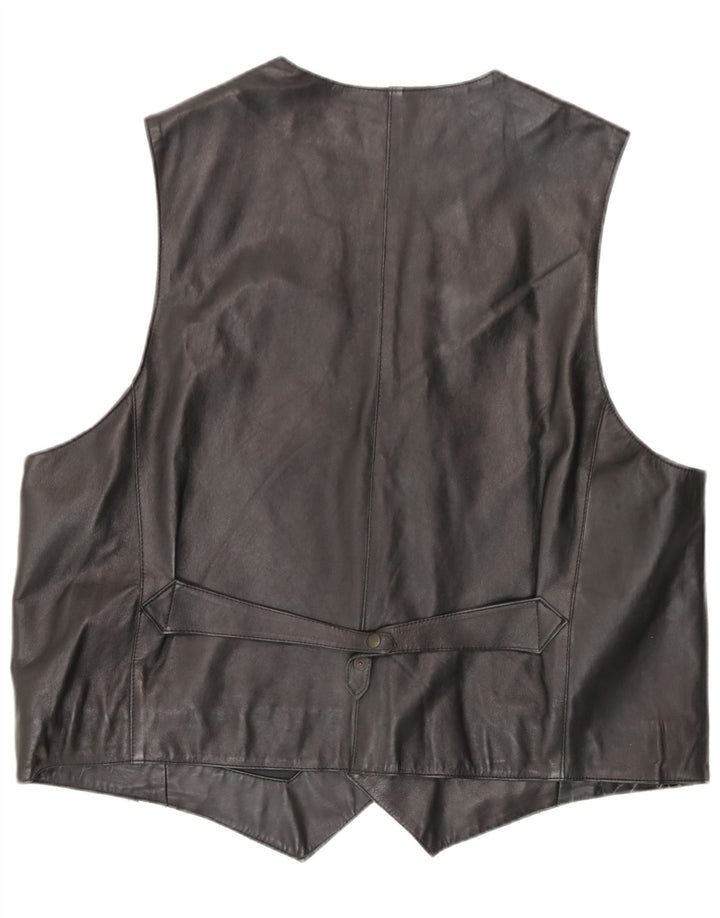 Chaleco de cuero vintage para hombre grande negro