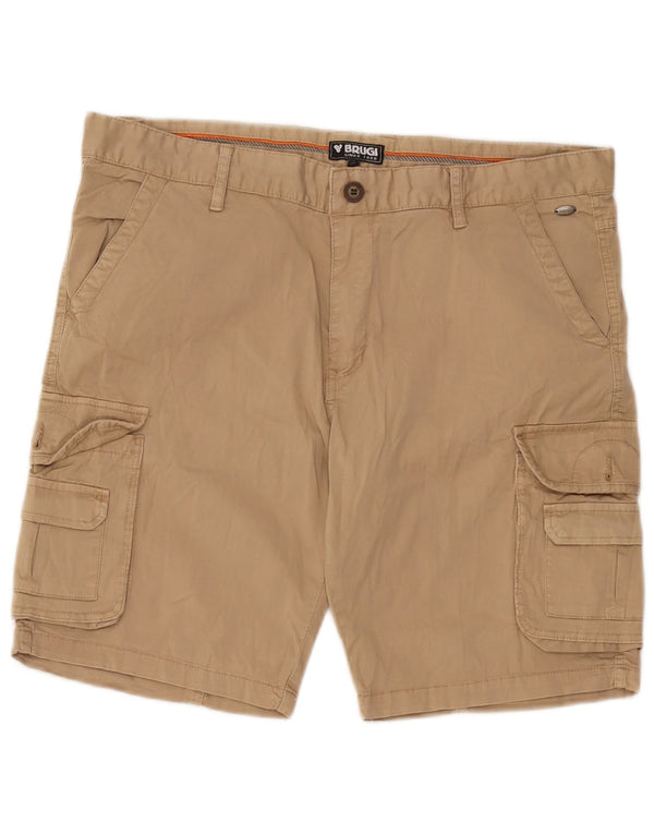 Brugi Pantalones cortos tipo cargo para hombre W36 Large Beige Cotton