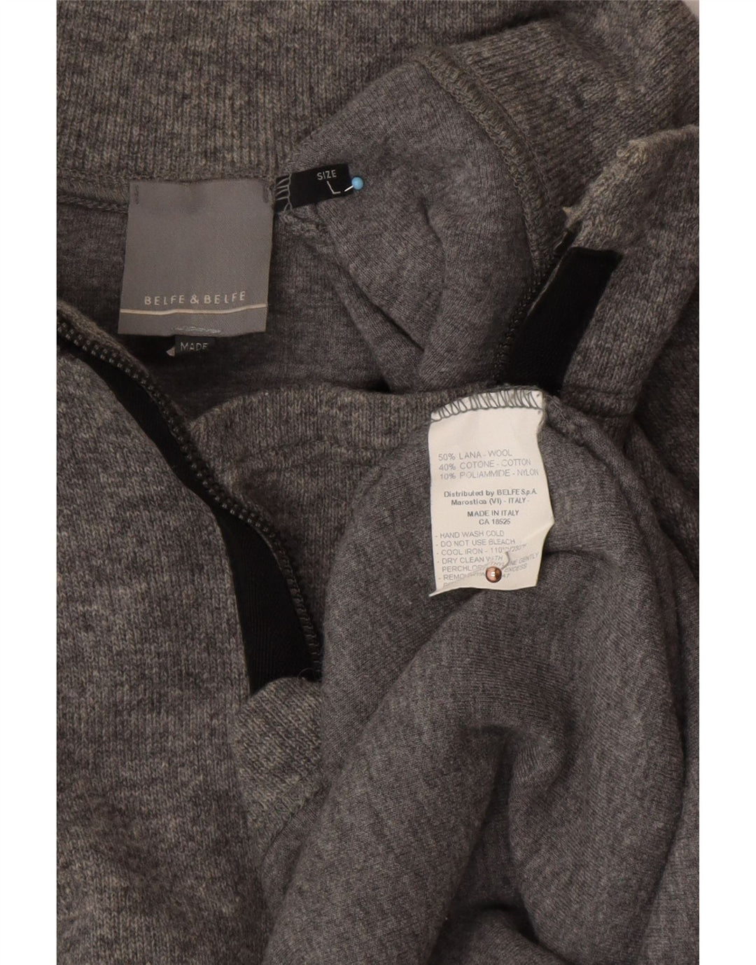 BELFE & BELFE Jersey De Cuello Con Cremallera Para Hombre Grande De Lana Gris