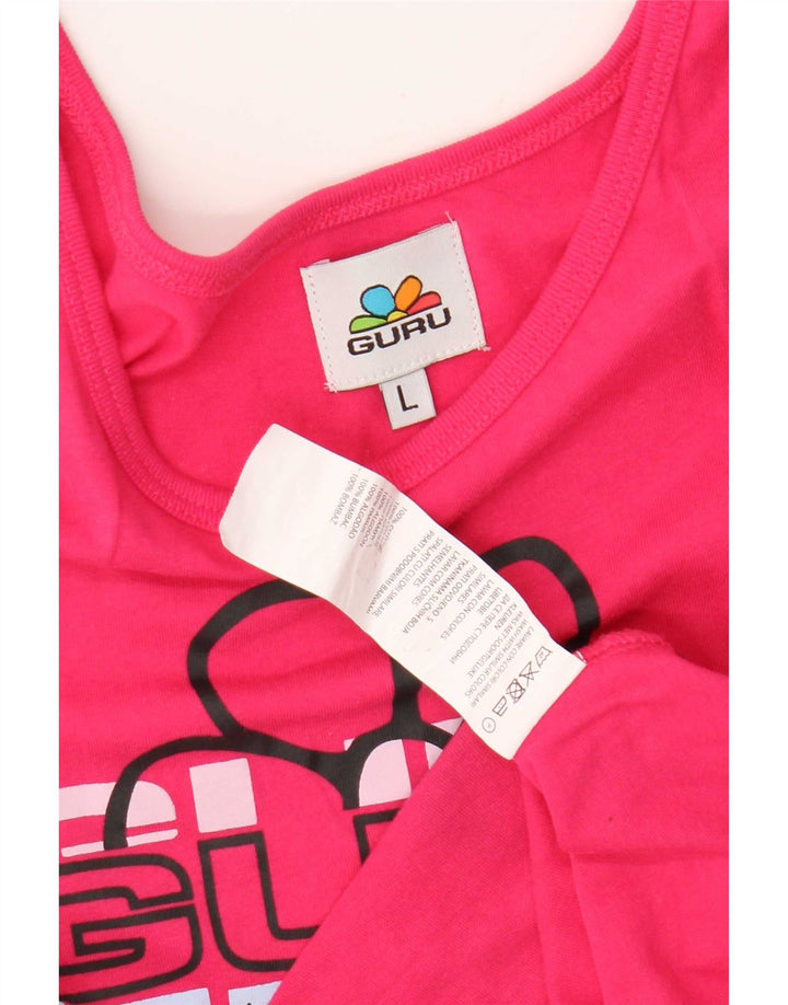 Guru Camiseta sin mangas estampada para mujer UK 40 Grande Algodón rosa