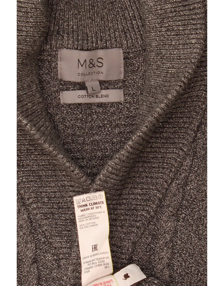 Marks & Spencer - Cárdigan para hombre, talla grande, algodón gris