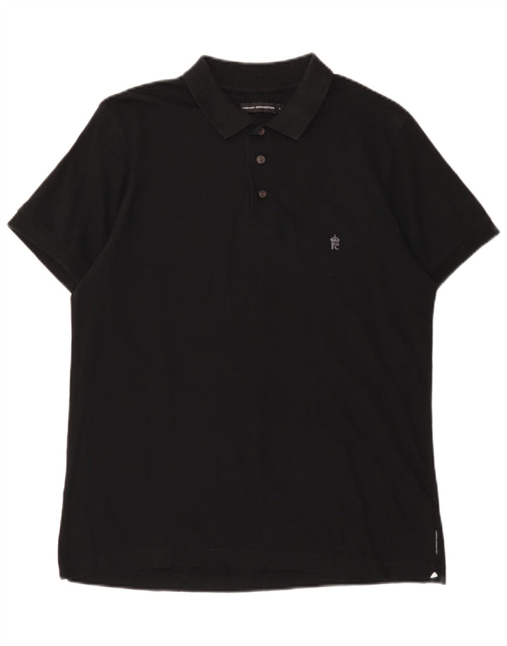 French Connection Polo para hombre grande de algodón negro