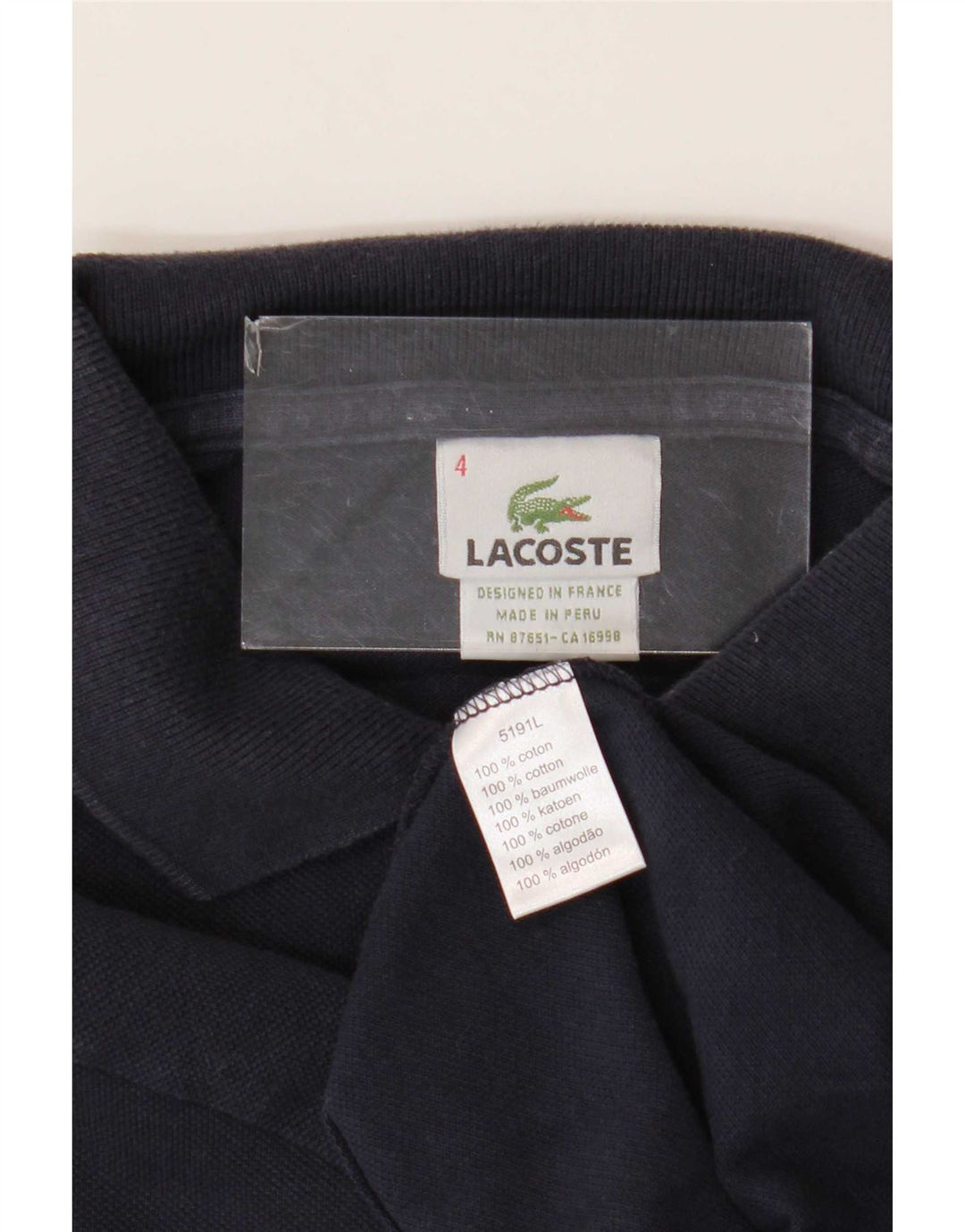 Polo Lacoste para hombre talla 4 mediano algodón azul marino