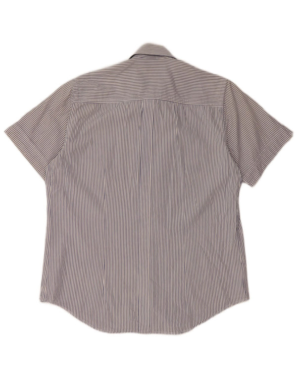 SERGIO TACCHINI Camisa Manga Corta Hombre Algodón Rayas Azul Marino Medio