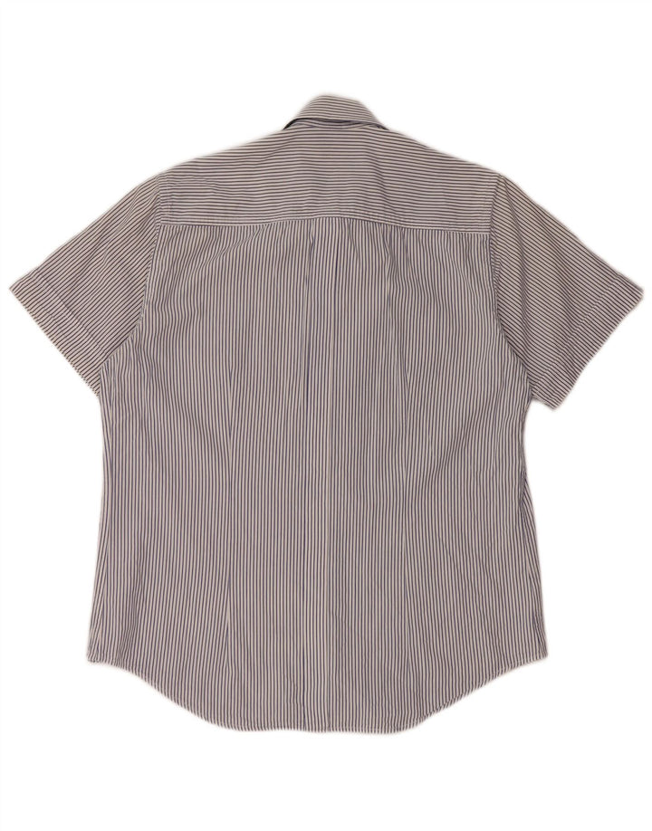 SERGIO TACCHINI Camisa Manga Corta Hombre Algodón Rayas Azul Marino Medio