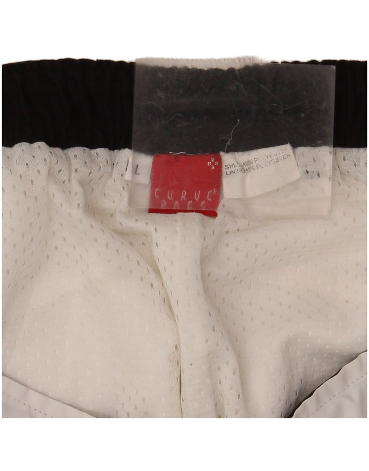 VINTAGE Pantalones cortos deportivos para hombre Poliéster blanco grande