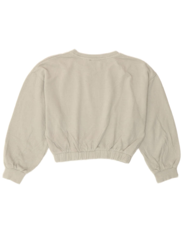 Zara Mujer Crop Sudadera Jumper UK 44 Algodón Gris Medio
