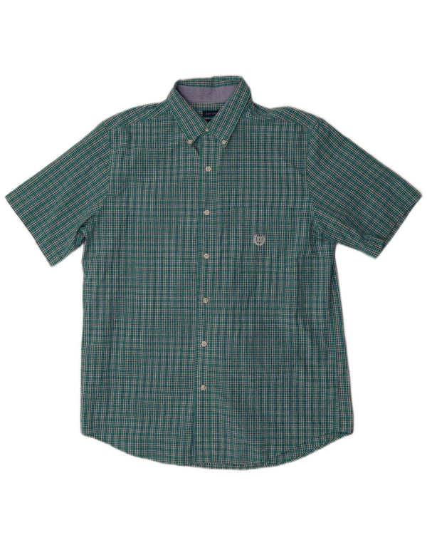 Chaps Camisa de manga corta para hombre de algodón a cuadros verde medio