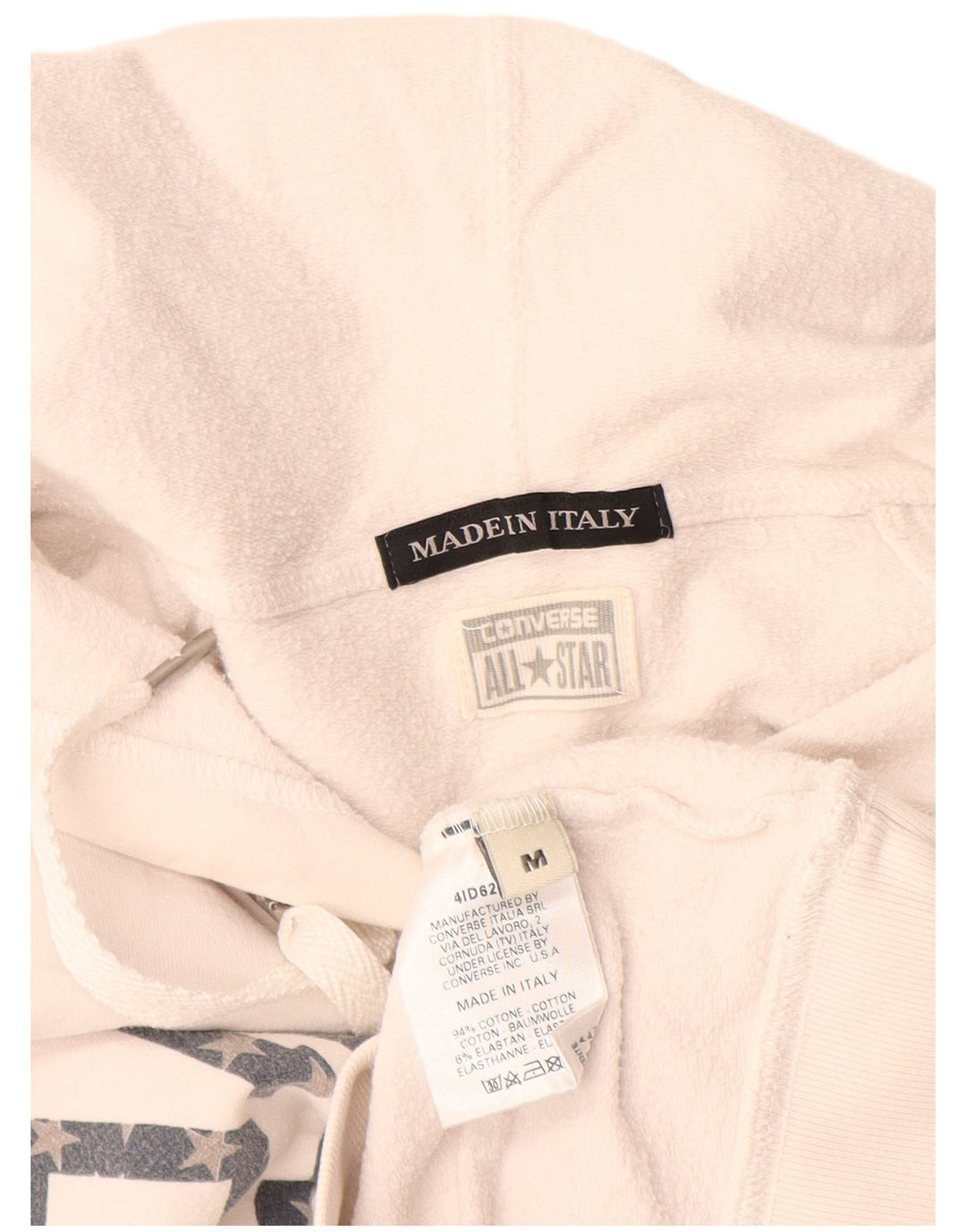 CONVERSE Jersey con capucha gráfica para mujer Reino Unido 12 Algodón blanco mediano