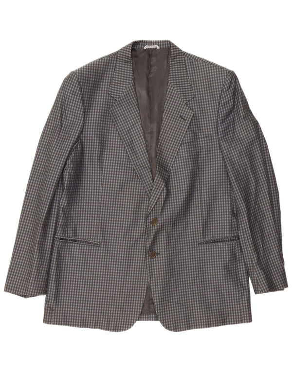 CAESAR Chaqueta tipo blazer de 2 botones para hombre IT 56 XL Algodón a cuadros gris