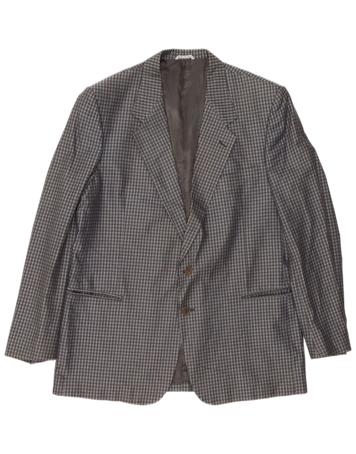 CAESAR Chaqueta tipo blazer de 2 botones para hombre IT 56 XL Algodón a cuadros gris