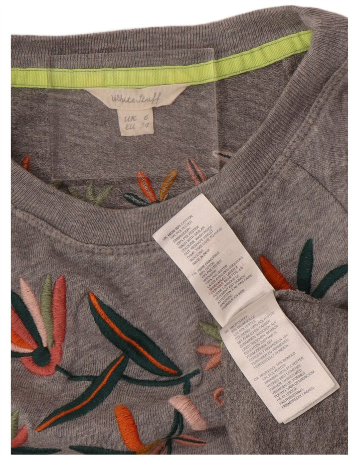 WHITE STUFF Sudadera para mujer Jumper UK 6 XS Algodón floral gris