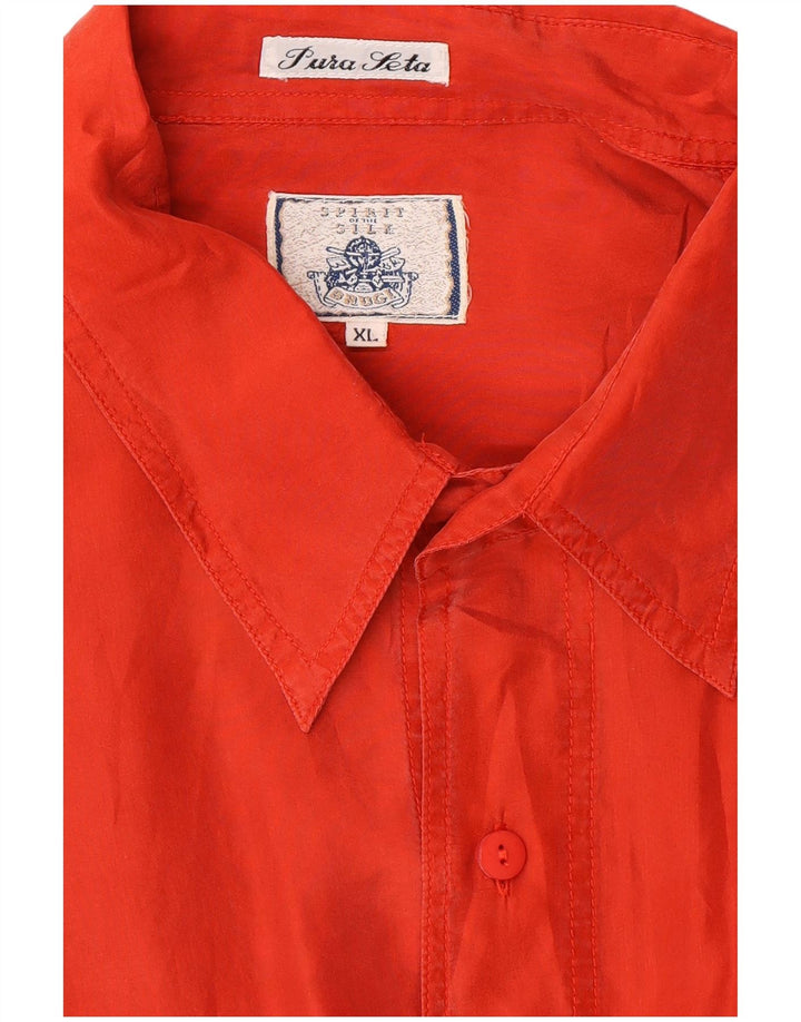 Camisa Brugi Hombre XL Seda Roja