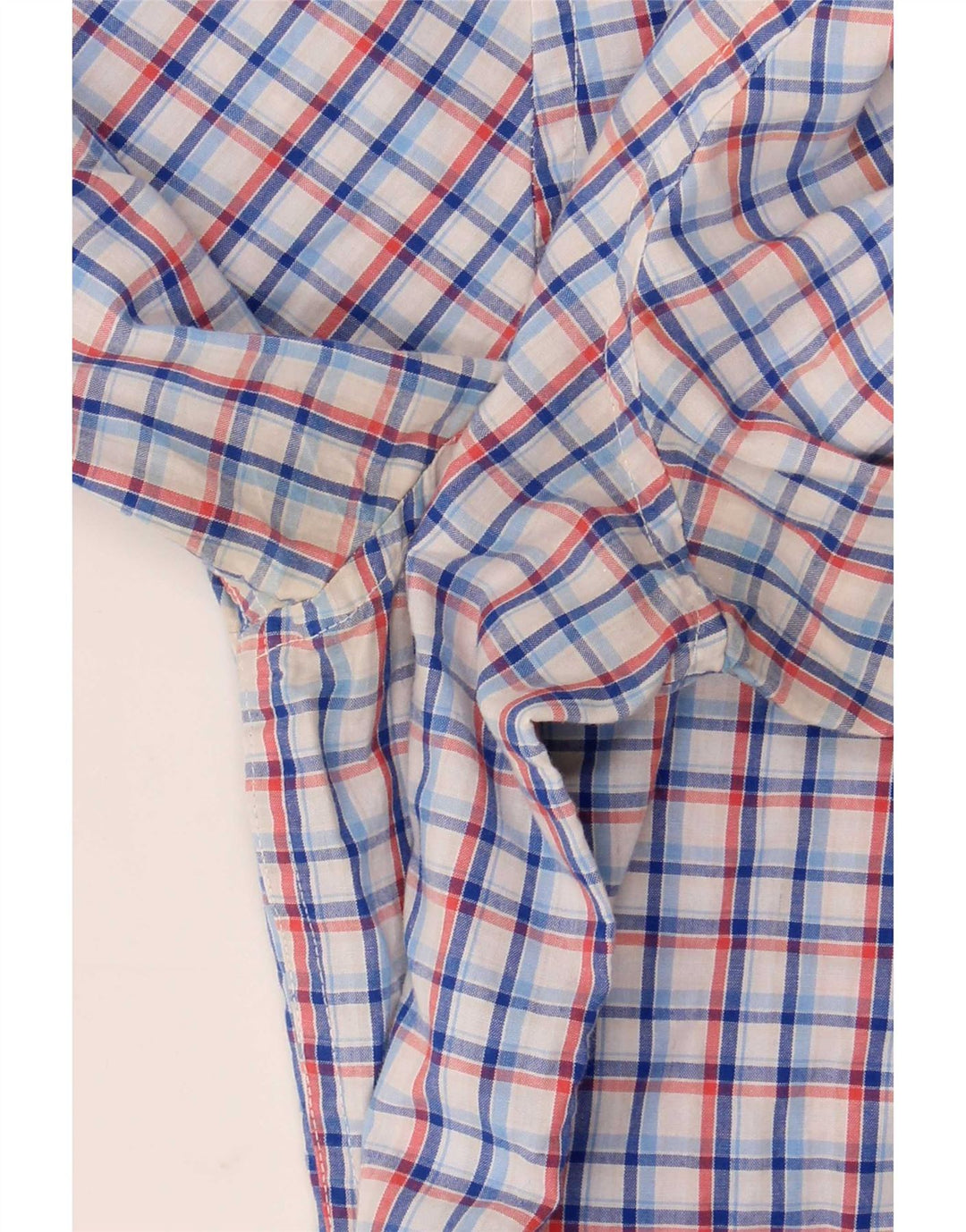 Chaps Camisa de manga corta para hombre de algodón a cuadros azul grande