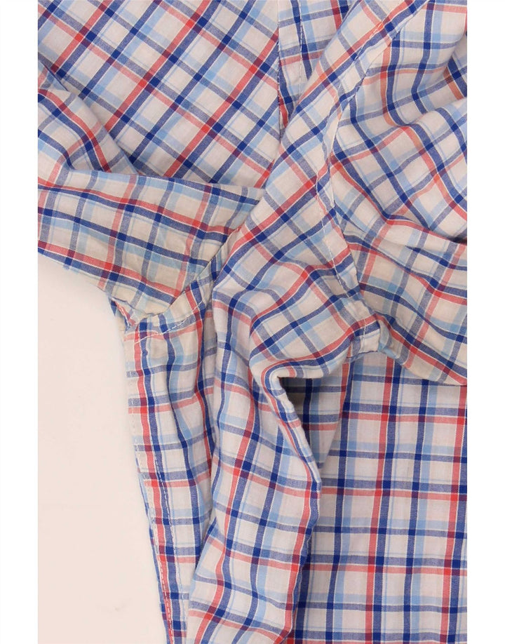 Chaps Camisa de manga corta para hombre de algodón a cuadros azul grande