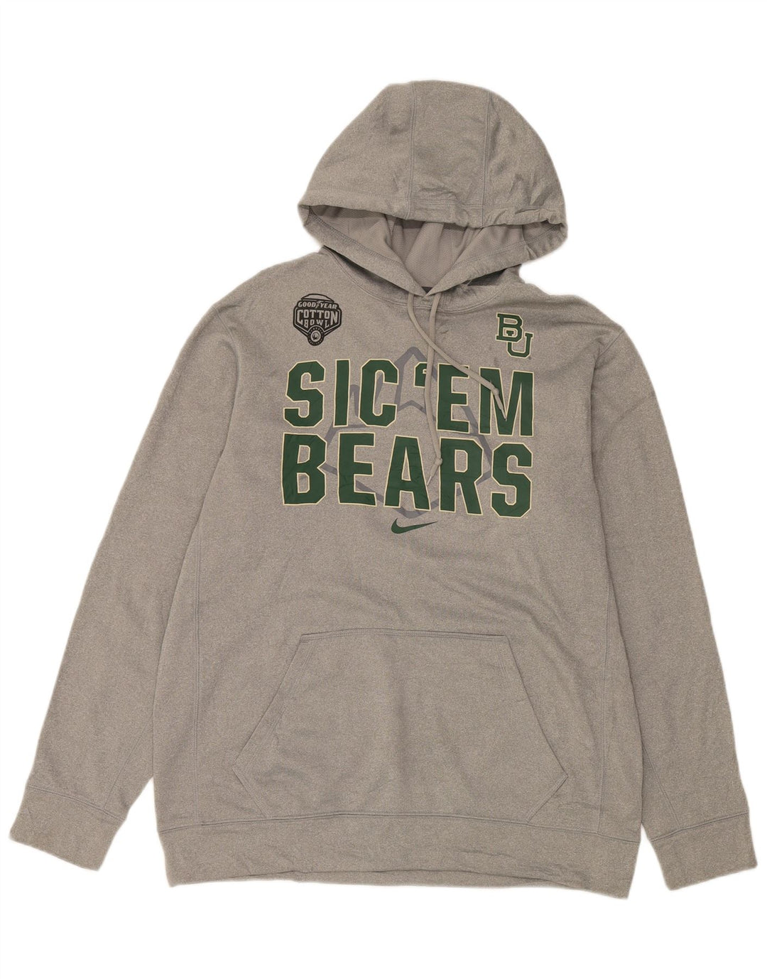 Nike Baylor Bears Graphic Sudadera con capucha para hombre, poliéster gris grande