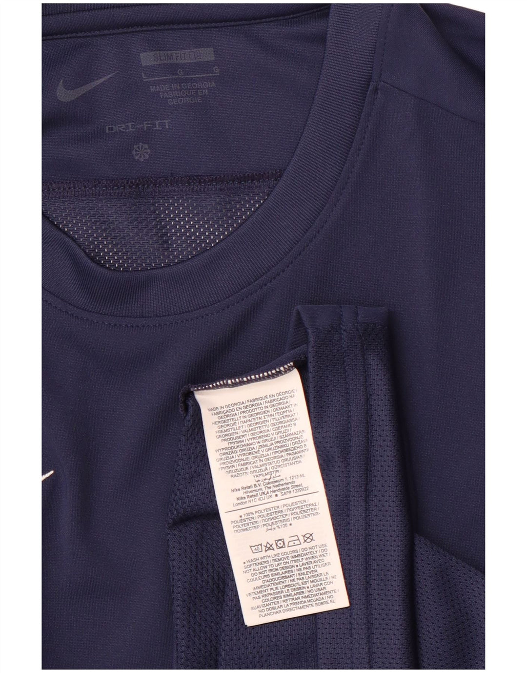 NIKE Hombre Dri Fit Slim Fit Top Manga Larga Grande Poliéster Azul Marino