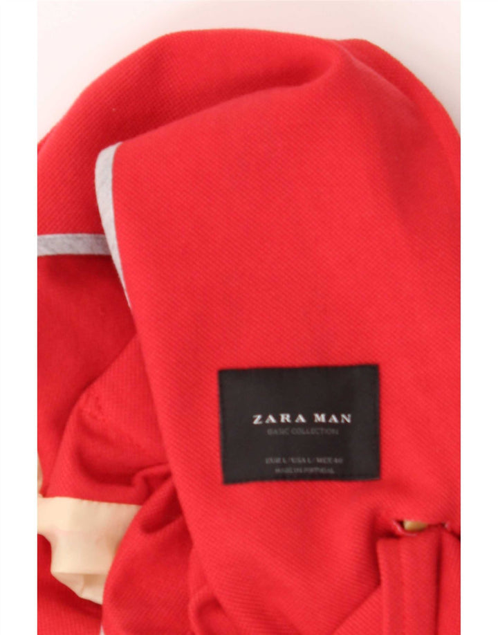 Zara Chaqueta tipo blazer de 2 botones para hombre UK 40 Large Rojo Algodón