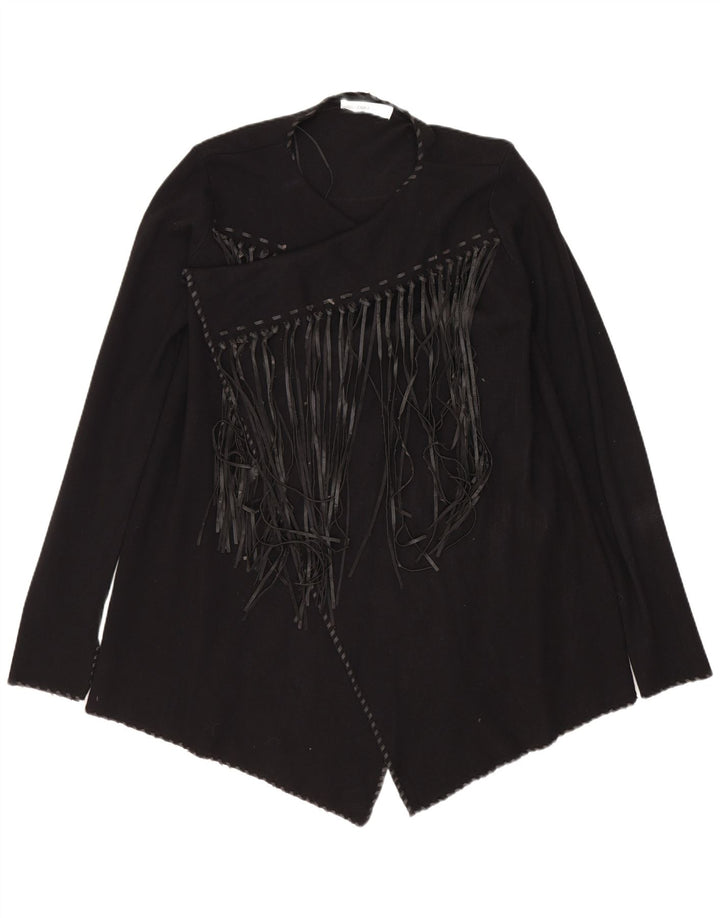 Zara Suéter tipo cárdigan abierto asimétrico para mujer UK 40 Mediano Poliéster negro