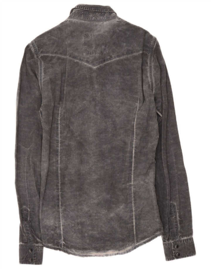 Roy Rogers Camisa con lavado ácido para hombre Lyocell gris grande