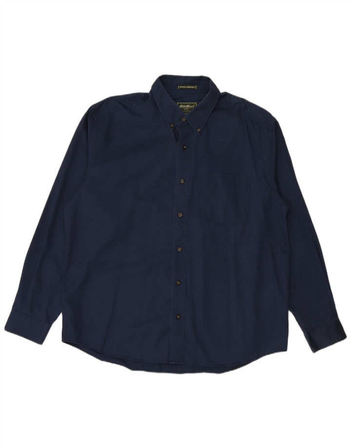 EDDIE BAUER Camisa resistente a las arrugas para hombre Algodón azul marino grande