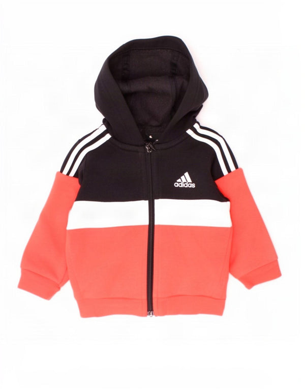 Adidas Sudadera con capucha y cremallera para bebés de 3 a 6 meses, multicolor