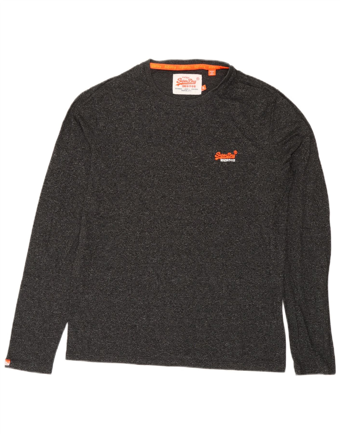 Superdry Camiseta de manga larga para hombre XL de algodón moteado gris