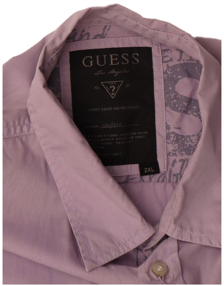 Guess Camisa Hombre 2XL Algodón Morado