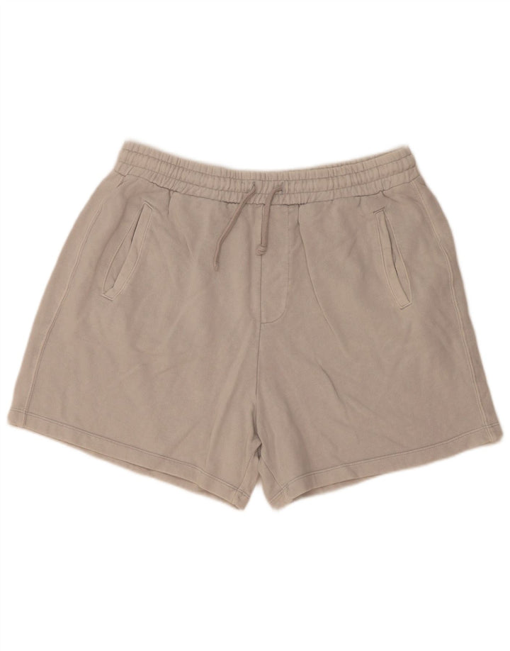 Zara Hombre Shorts Deportivos Grande Gris Algodón
