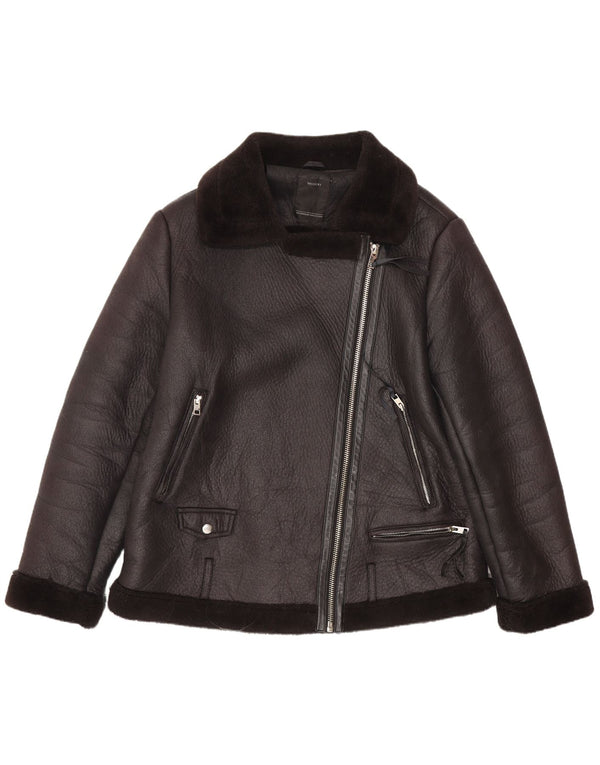C&A Chaqueta motera de piel sintética Sherpa para mujer EU 44 XL Poliéster negro