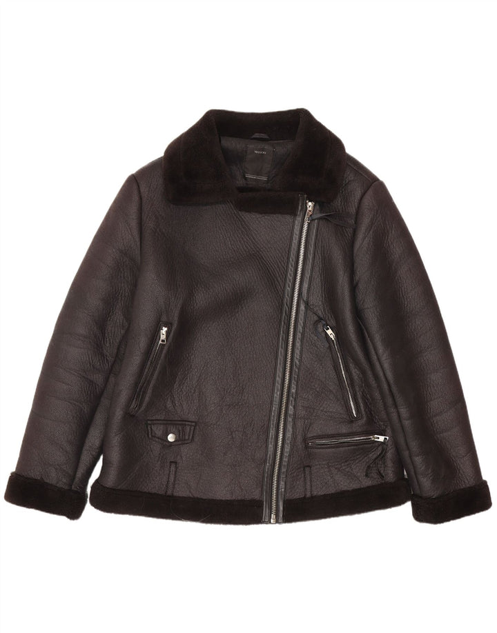 C&A Chaqueta motera de piel sintética Sherpa para mujer EU 44 XL Poliéster negro