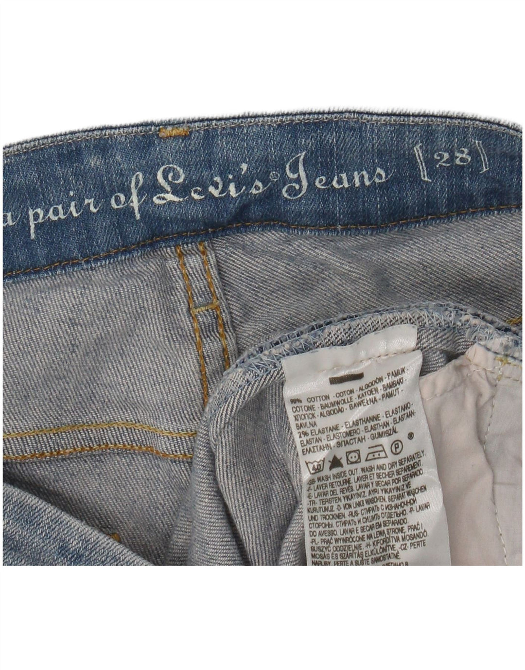 LEVI'S Shorts Vaqueros Mujer W28 Algodón Azul Medio