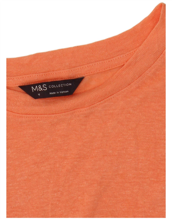Marks & Spencer Camiseta Corta de Gran Tamaño para Mujer UK 10 Small Naranja