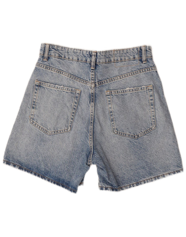 Zara Pantalones cortos vaqueros de cintura alta para mujer EU 38 Small W28 Algodón azul
