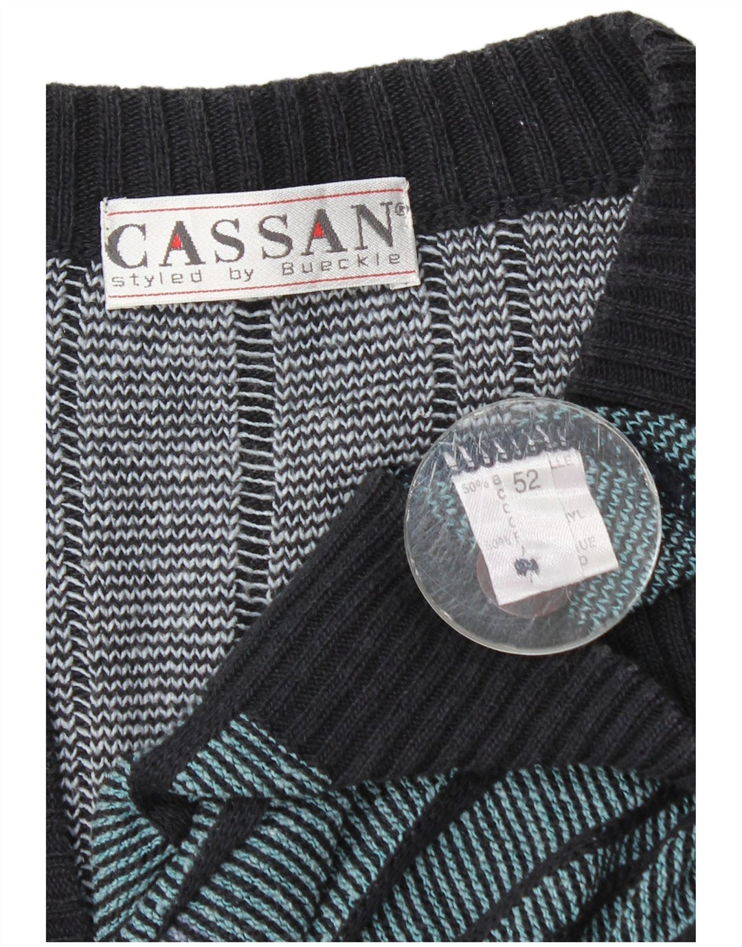 Cassan Cárdigan para Hombre IT 52 Large Algodón a Rayas Multicolor