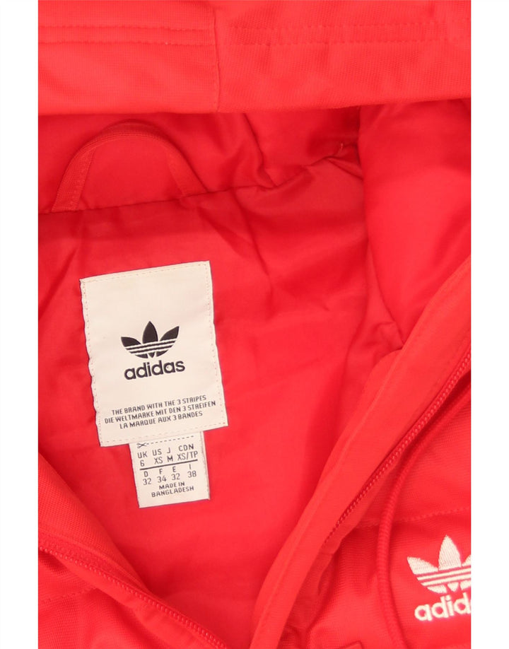 Adidas Chaqueta acolchada con capucha para mujer UK 6 XS Poliéster rojo