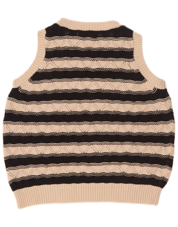 Marks & Spencer Camiseta sin mangas para mujer UK 44 Algodón a rayas beige mediano