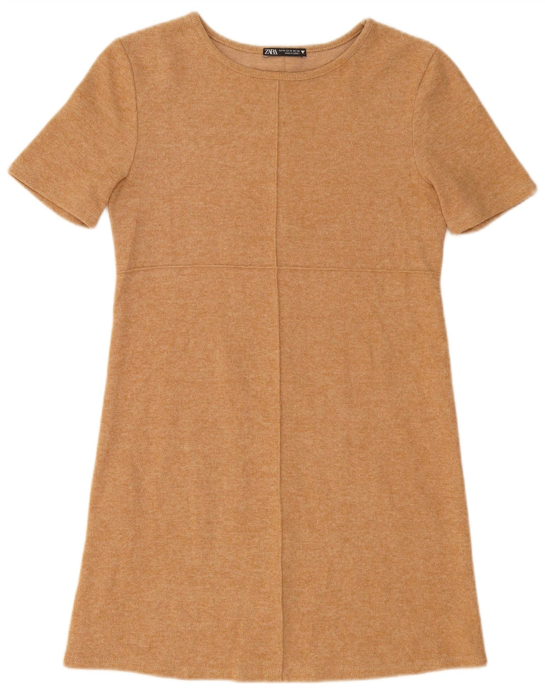 ZARA Mujer Vestido Jersey De Manga Corta UK 42 Medium Beige