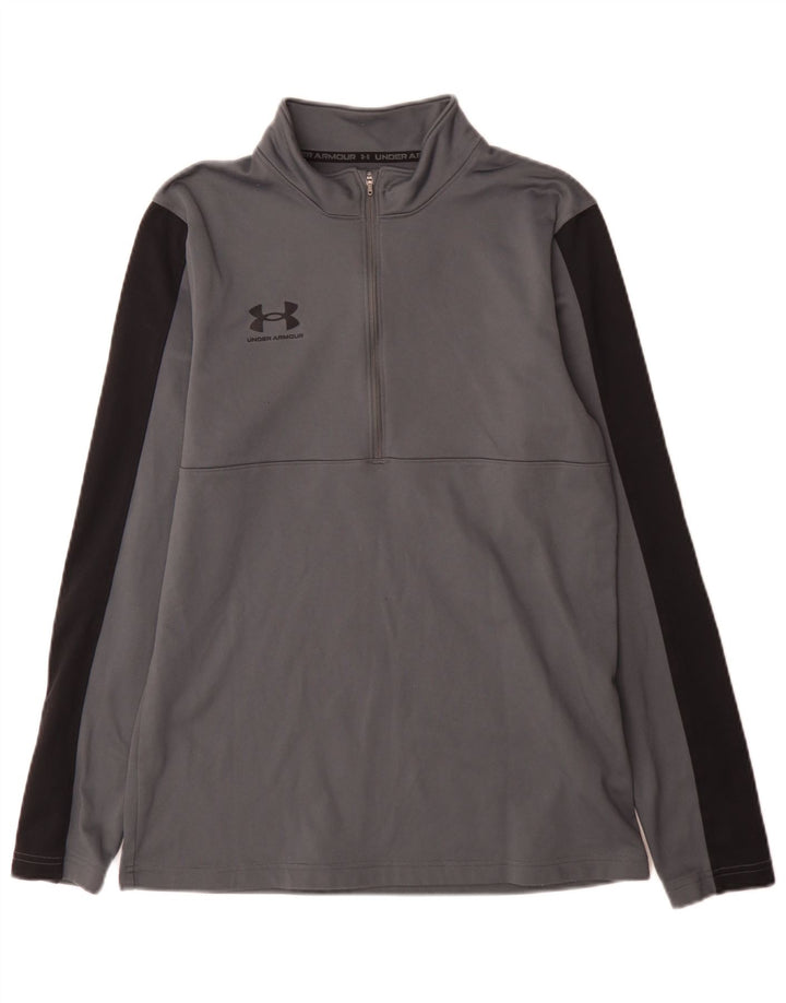 Under Armour Mujer Zip Neck Regular Fit Top Manga Larga Gris Medio Deportivo