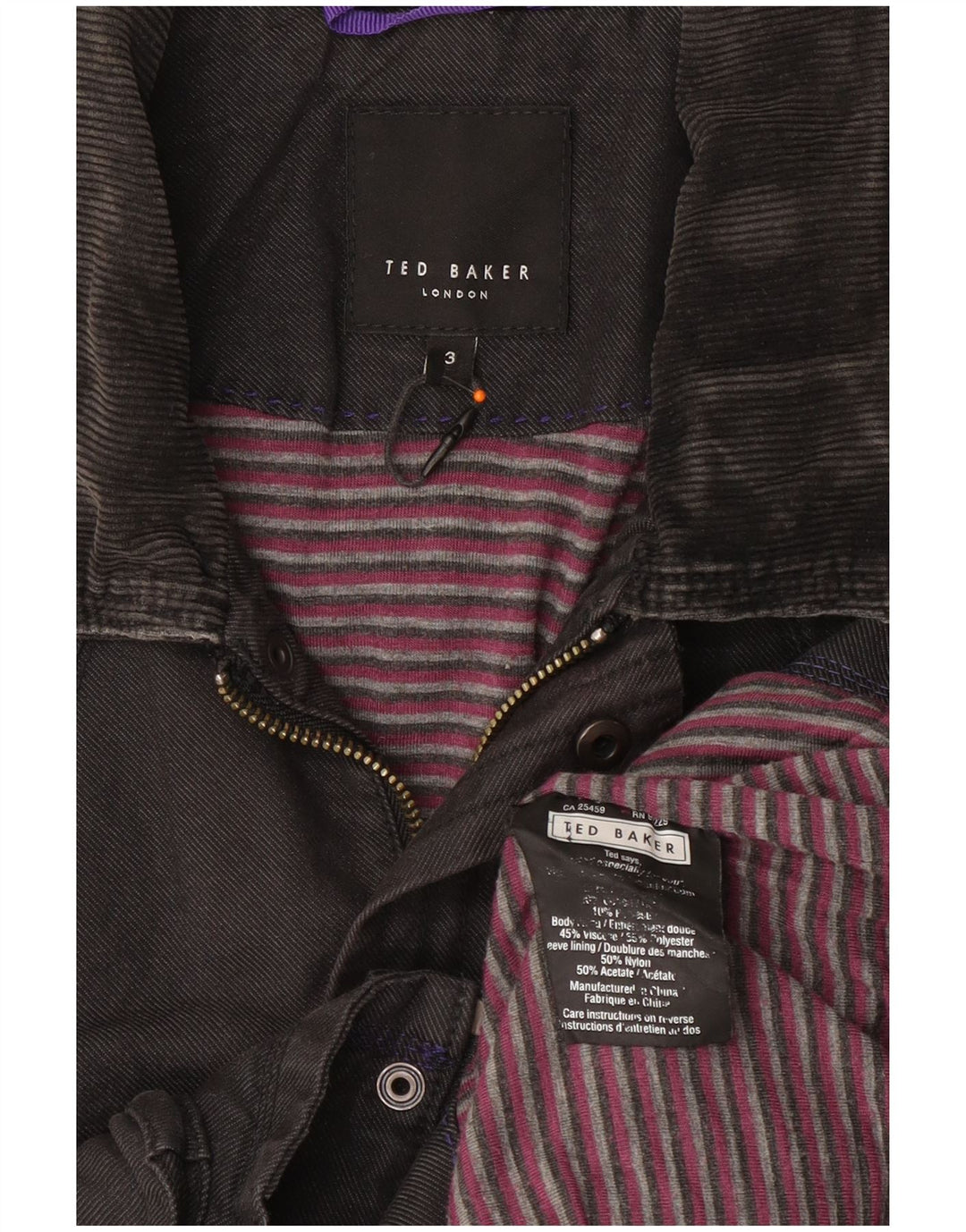 Ted Baker Chaqueta utilitaria para hombre Talla 3 Viscosa gris medio