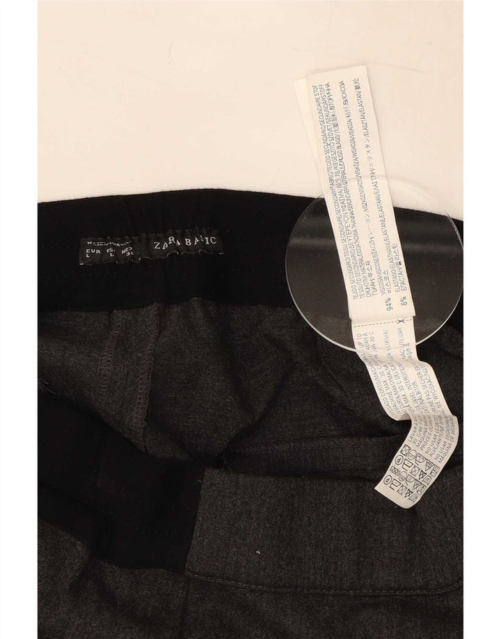 Zara Mujer Shorts Casuales Large W30 Viscosa Gris