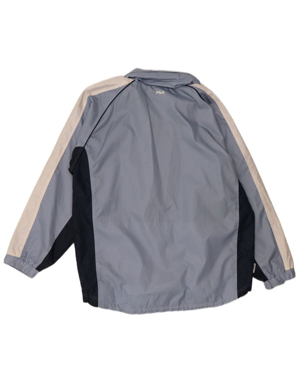 Fila Chaqueta cortavientos con capucha para hombre UK 40 Large Azul Colorblock Nylon